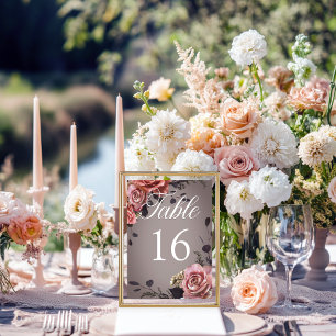 Numéro De Table Élégant rose blanc Rose gris Mariage