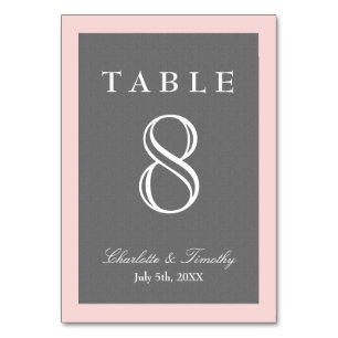 Numéro De Table Élégant rose et gris