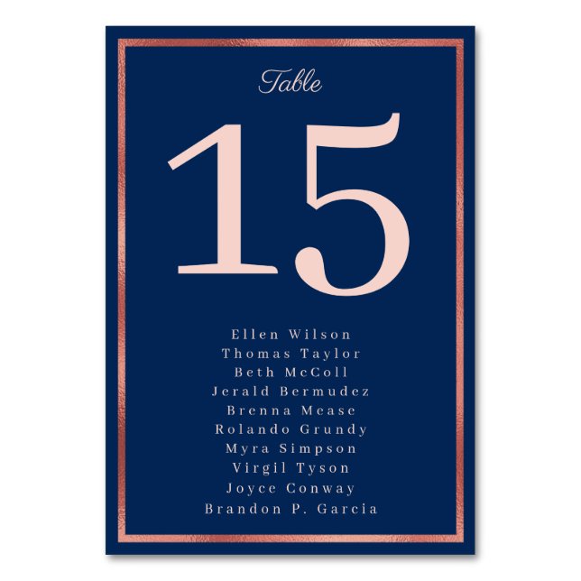 Numéro De Table Elégant Rose Gold Navy Mariage luxueux (Par défaut)
