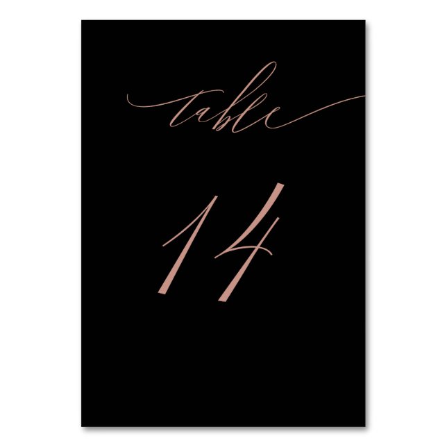 Numéro De Table Élégant Rose noir Gold Script No 14 Mariage (Par défaut)