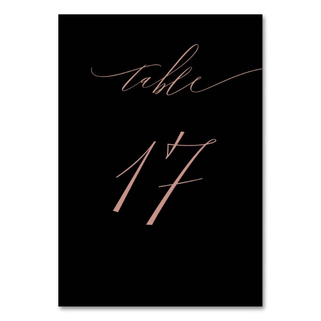 Numéro De Table Élégant Rose noir Gold Script No 17 Mariage (Par défaut)