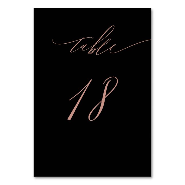 Numéro De Table Élégant Rose noir Gold Script No 18 Mariage (Par défaut)