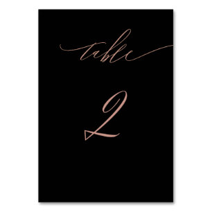 Numéro De Table Élégant Rose noir Gold Script No 2 table Mariage