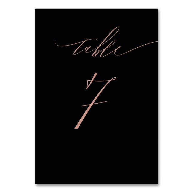 Numéro De Table Élégant Rose noir Gold Script No 7 Mariage (Par défaut)