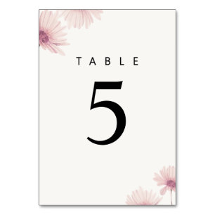 Numéro De Table Élégant Rose Pâle Floral Art Fin de Mariage