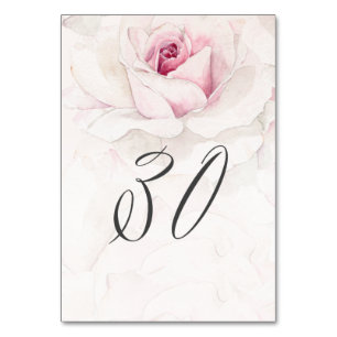 Numéro De Table Elégant rose rose rose aquarelle Floral No 30 Mari