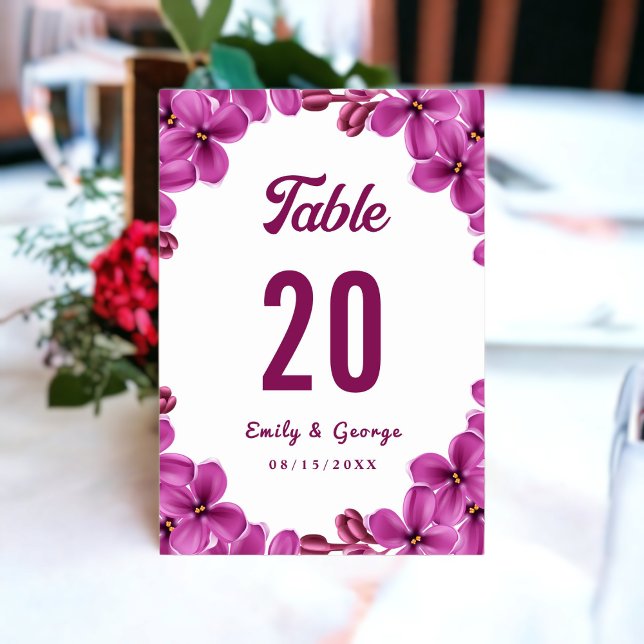 Numéro De Table Élégant Roses d'orchidée violet Mariage fleuri été (Créateur téléchargé)