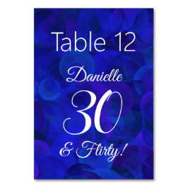 Numéro De Table Elégant Royal Blue 30 et Flirty Birthday Party