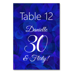 Numéro De Table Elégant Royal Blue 30 et Flirty Birthday Party