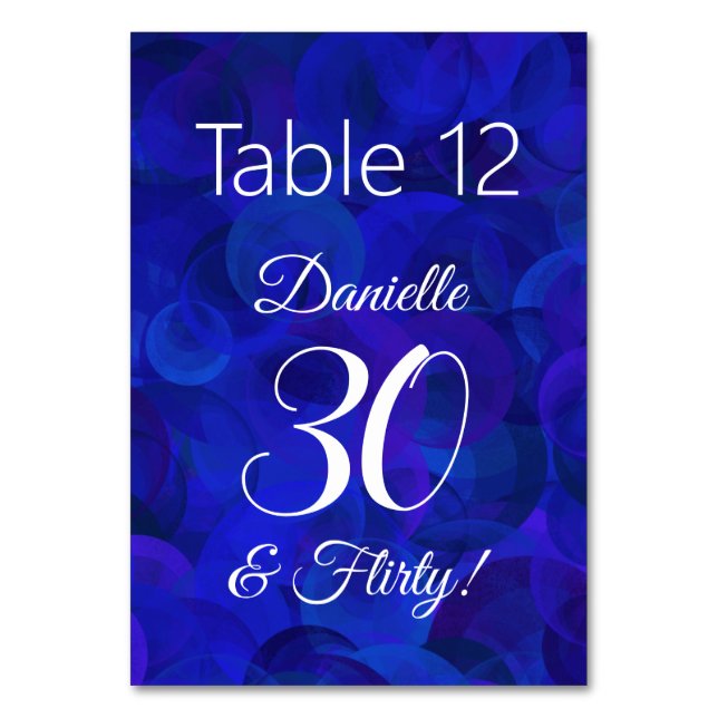 Numéro De Table Elégant Royal Blue 30 et Flirty Birthday Party (Par défaut)