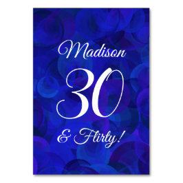 Numéro De Table Elégant Royal Blue 30 & Flirty Anniversaire