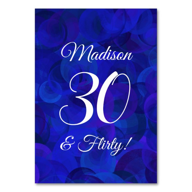 Numéro De Table Elégant Royal Blue 30 & Flirty Anniversaire (Par défaut)