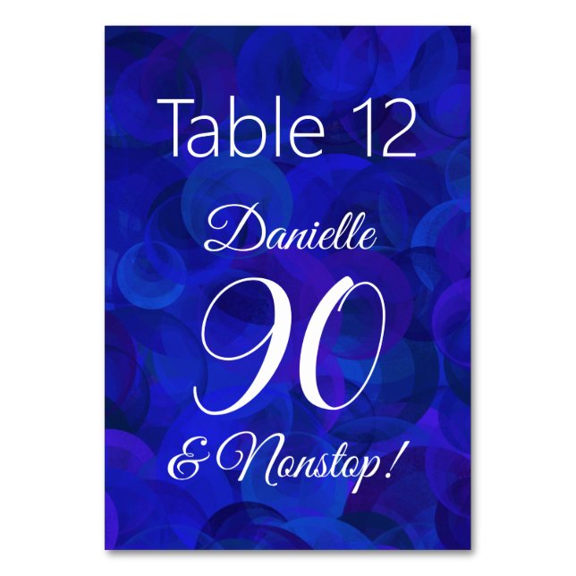 Numéro De Table Elégant Royal Blue 90 et fête d'anniversaire sans  (Par défaut)