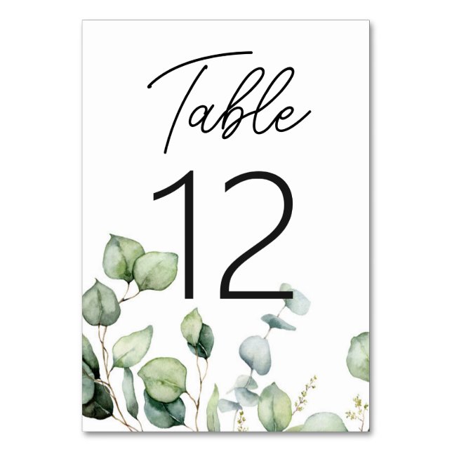 Numéro De Table Elégant Rustique Eucalyptus Mariage de verdure (Par défaut)