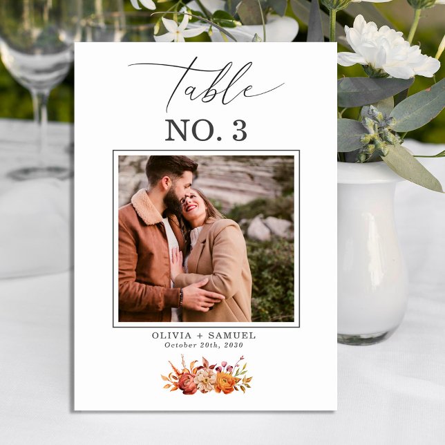 Numéro De Table Élégant Rustique Script photo Mariage Numéro de ta (Créateur téléchargé)