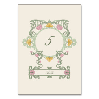 Numéro De Table Elegant Sage Green and Gold Art Nouveau