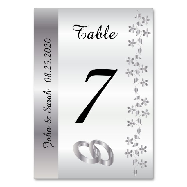 Numéro De Table Élégant Satin blanc et Argent (Par défaut)