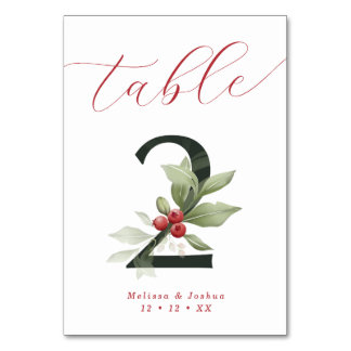 Numéro De Table Élégant Script Berries d'hiver Tableau 2