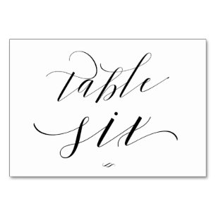Numéro De Table Élégant Script Calligraphie Table Six Réception