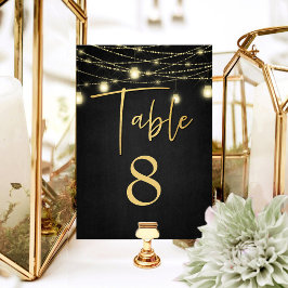 Numéro De Table Élégant script moderne Gold & Black Lights