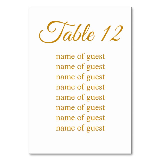 Numéro De Table Elegant Simple Gold Custom Wedding Table Number (Dos)