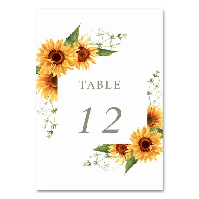 Numéro De Table Elegant Sunflowers Garden Floral Wedding (Par défaut)