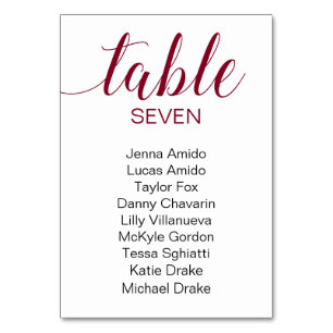 Numéro De Table Élégant tableau de sièges Mariage noir et bordeaux