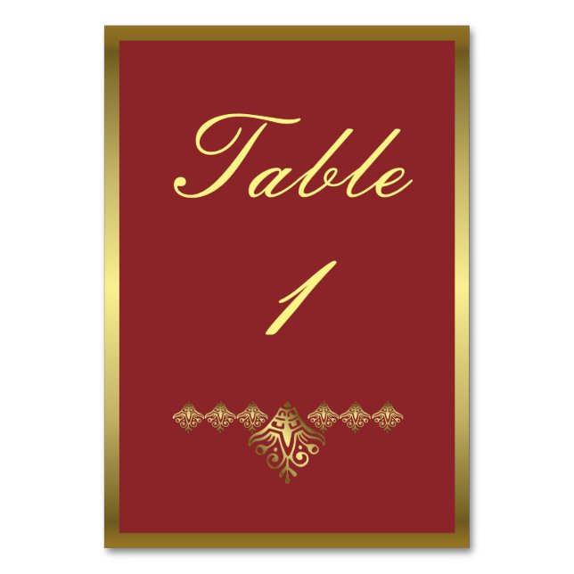 Numéro De Table Élégant tableau Mariage rouge et or (Par défaut)