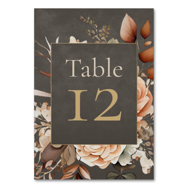 Numéro De Table Elegant Taupe Floral Wedding Table Number (Par défaut)