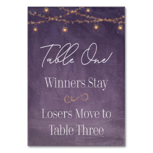 Numéro De Table Élégant tea rustique Lumières Bunco violet Table U