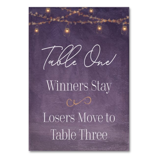 Numéro De Table Élégant tea rustique Lumières Bunco violet Table U (Par défaut)