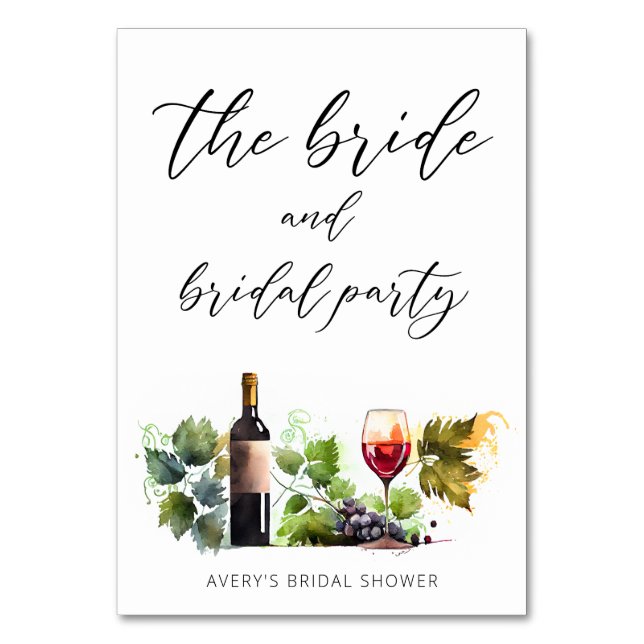 Numéro De Table Élégant Vignoble aquarelle Script moderne (Par défaut)