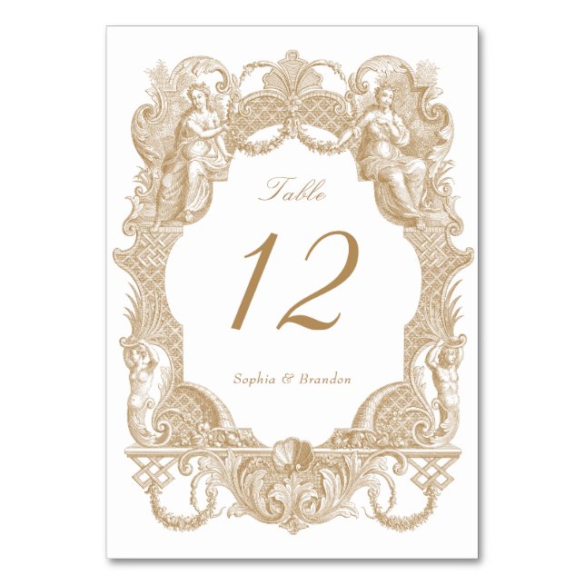 Numéro De Table Elégant Vintage Baroque Gold Toile Mariage (Par défaut)