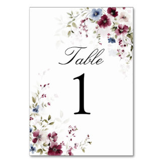 Numéro De Table Elégante aquarelle Floral Mariage personnalisé