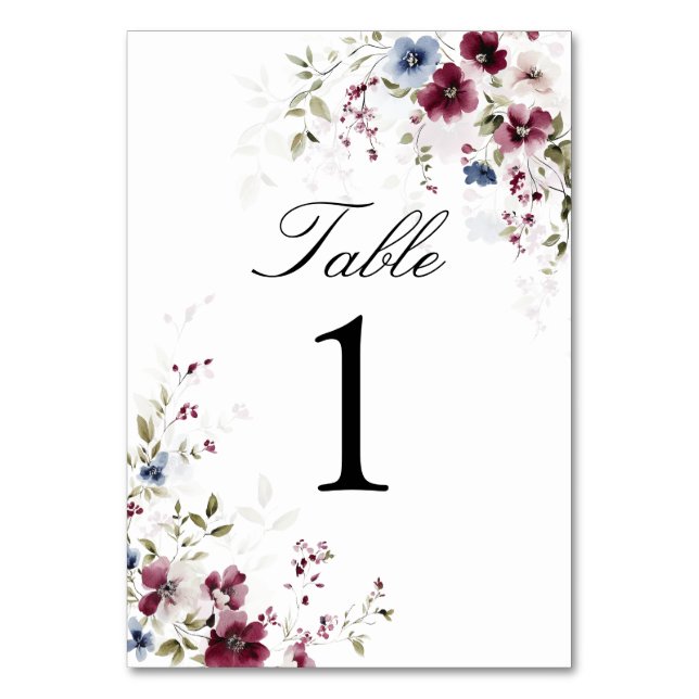 Numéro De Table Elégante aquarelle Floral Mariage personnalisé (Par défaut)