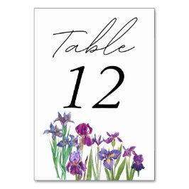 Numéro De Table Elégante aquarelle Iris script de fleur photo