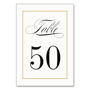 Numéro De Table Élégante calligraphie avec bordure or