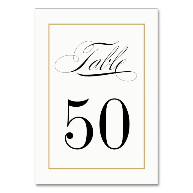 Numéro De Table Élégante calligraphie avec bordure or (Par défaut)