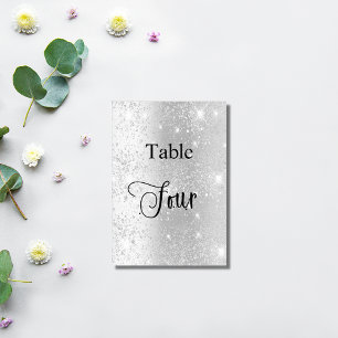 Numéro De Table Élégante calligraphie de parties scintillant d'arg
