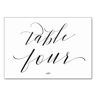 Numéro De Table Élégante calligraphie de script Table Quatre Récep