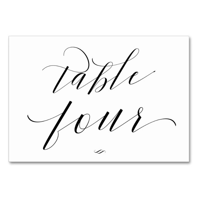 Numéro De Table Élégante calligraphie de script Table Quatre Récep (Devant)