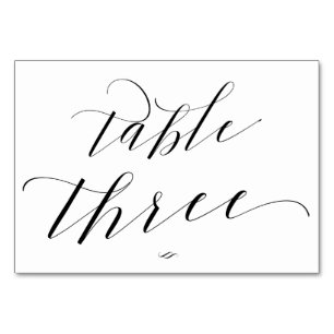 Numéro De Table Élégante calligraphie de script Table Trois Récept