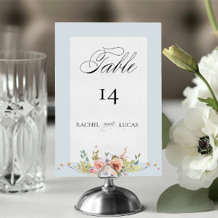 Numéro De Table Élégante calligraphie florale Pastel Boho