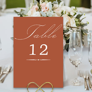Numéro De Table Élégante calligraphie Mariage en terre cuite