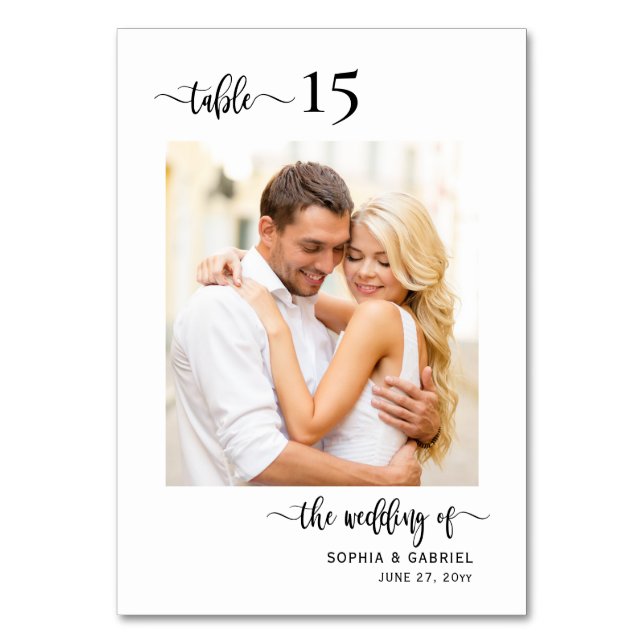 Numéro De Table Élégante calligraphie Mariage photo double face (Dos)