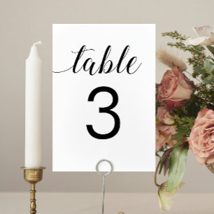 Numéro De Table Élégante calligraphie minimaliste Mariage