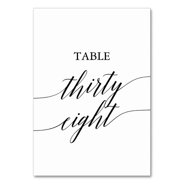 Numéro De Table Élégante calligraphie noire Numéro de tableau 38 (Par défaut)