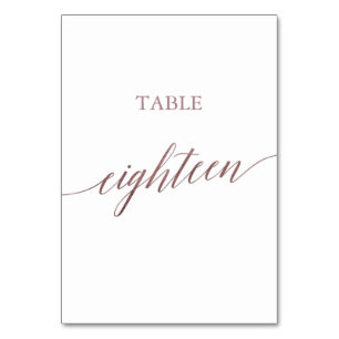 Numéro De Table Élégante calligraphie or Rose Table dix-huit