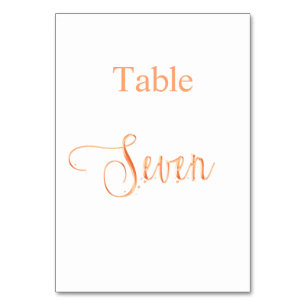 Numéro De Table Élégante calligraphie or rose table sept 7