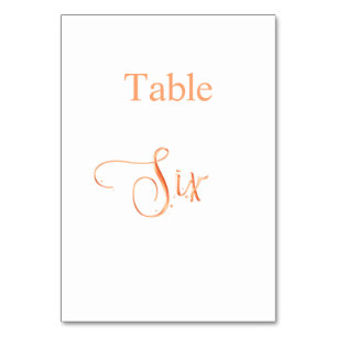 Numéro De Table Élégante calligraphie or rose table six 6